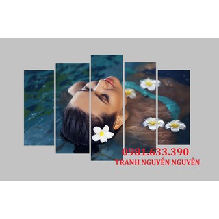 [Tranh giá xưởng] BỘ TRANH SPA 5 TẤM CẢNH VẬT KT 80-120CM Miễn phí thiết kế, tặng thêm băng dính
