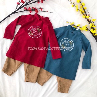 Set áo dài cho bé hình Trâu