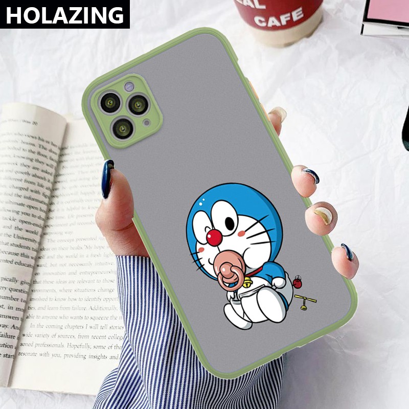 Camera Lens Protective Phone Case iPhone 12 Mini 11 Pro Max iXS Max XR SE 2020 8 Plus 7 6S vỏ điện thoại Doraemon Matte Scrub PC Hard Cover Anti-Scrach Shockproof