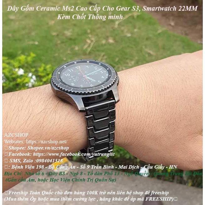 Dây Gốm Ceramic MS2 Cho Gear S3, Galaxy 46MM Cao Cấp