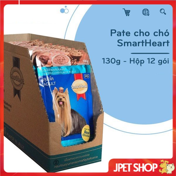 COMBO Hộp 12 gói Pate cho chó trưởng thành Smartheart gói 130g - jpet