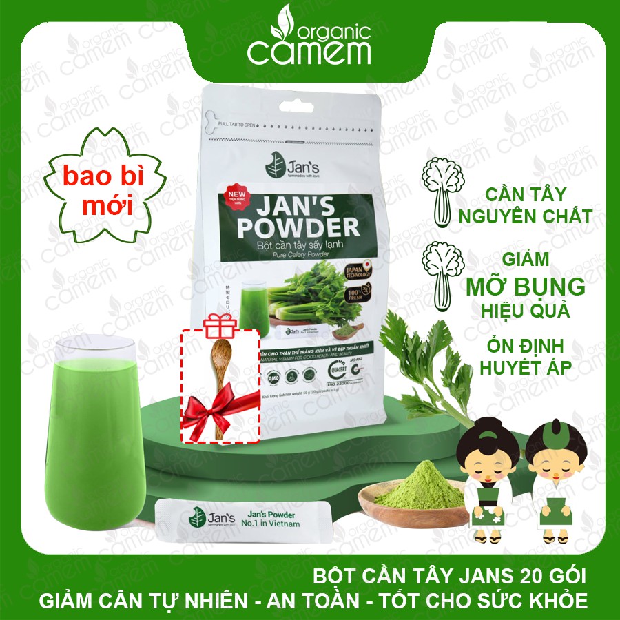 Bột cần tây giảm cân Jans giảm cân sau sinh giúp giảm mỡ bụng đẹp da sạch mụn detox cơ thể