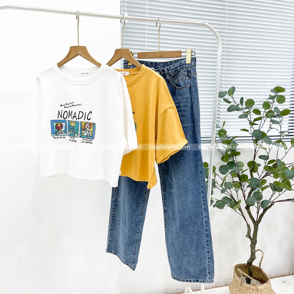 [HÀNG CÓ SẴN] Áo croptop nữ tay ngắn form rộng in chữ Nomadic Ulzzang ACZ21H_106.036 (ẢNH THẬT) | BigBuy360 - bigbuy360.vn