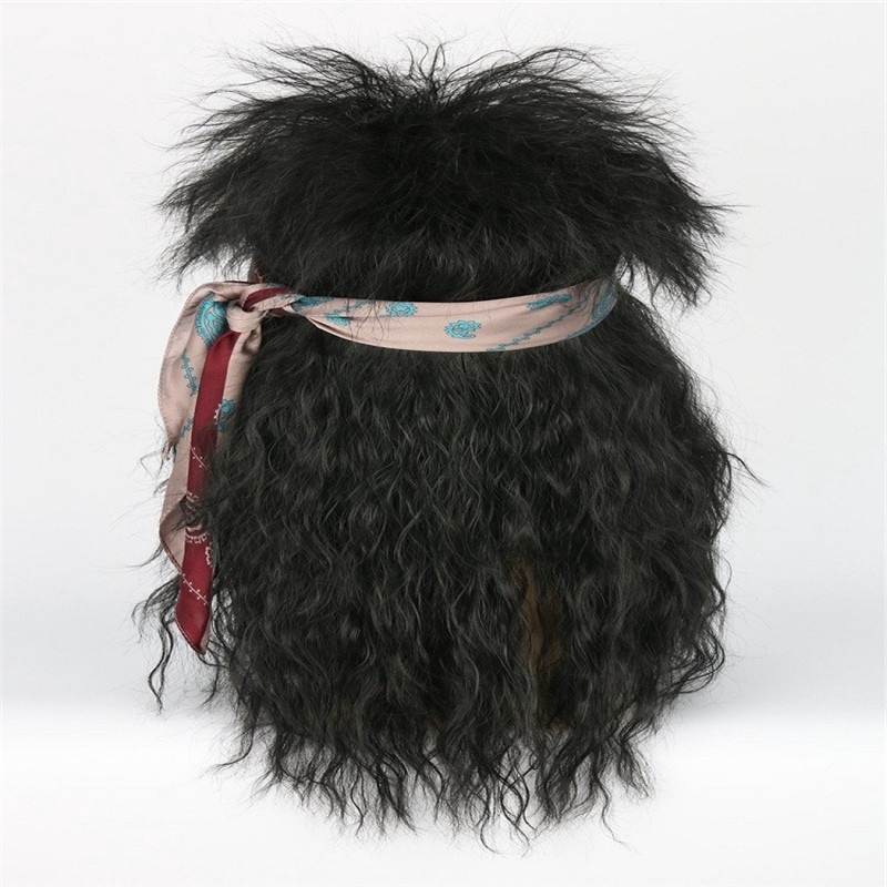 Tóc giả dài xoăn 80s bằng kim loại phong cách Punk cho nam