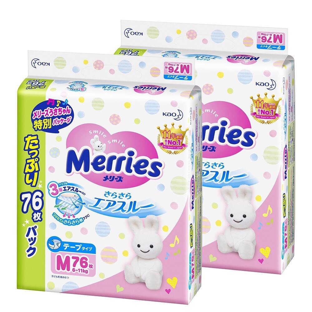 (Jumbo) Bỉm Merries Nội Địa Nhật Jumbo Dán, Quần Đủ Size M76, L64, M74, L56, Xl50 Hàng nhật giá chất