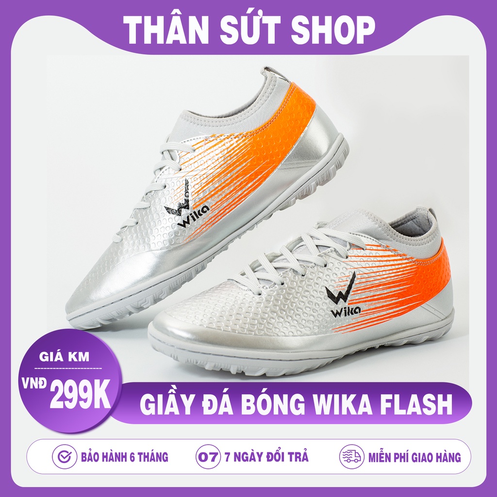 [ CHÍNH HÃNG - GIÁ XƯỞNG ] Giày đá bóng Wika Flash sân cỏ nhân tạo đế cao su khâu full đế