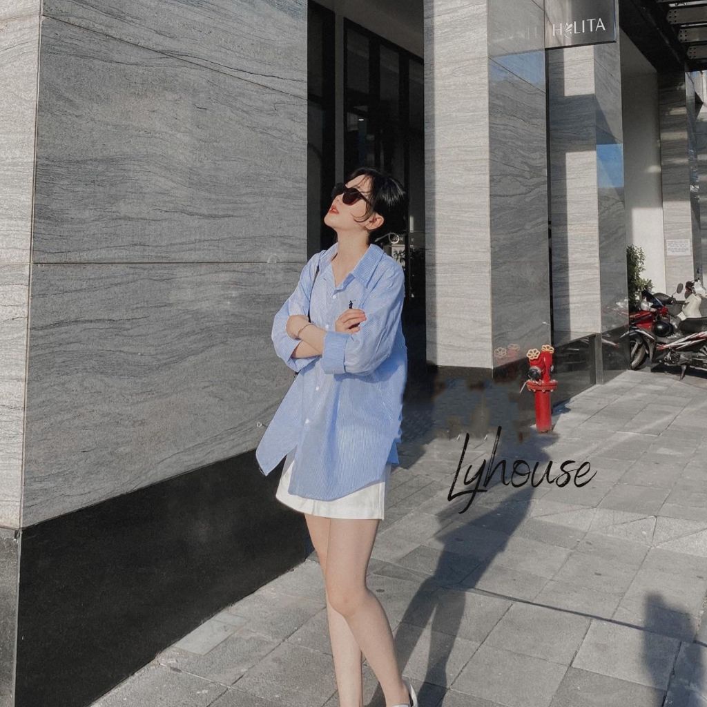 Áo sơ mi nữ form rộng kẻ ngựa thêu Kiểu Màu  đen xanh đẹp ngắn tay ulzzang vintage hàn quốc cao cấp