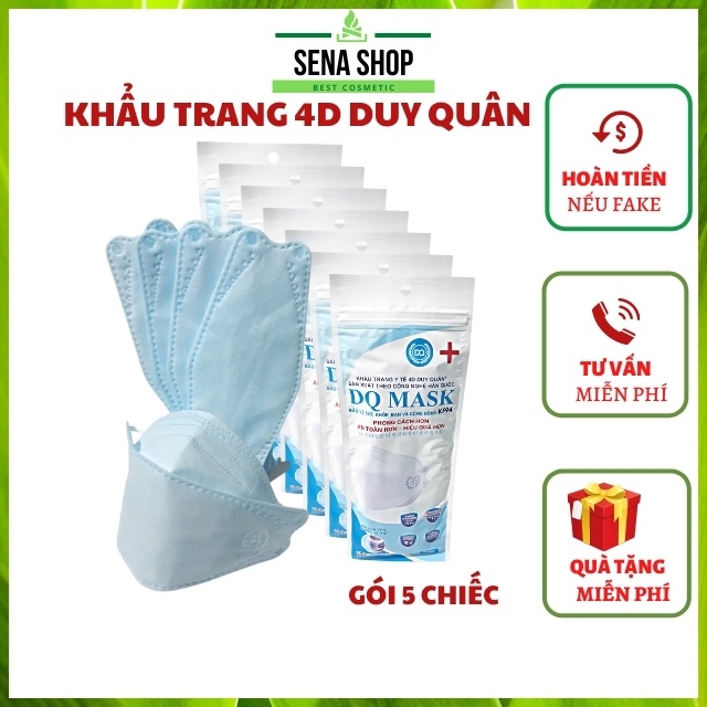 [Sale 4 ngày] Khẩu Trang 4D DQ Mask KF94 Y Tế Duy Quân Xuân Lai Chất Dày Dặn Quai Bền Dáng Đẹp Ôm Sát Mặt Gói 5C