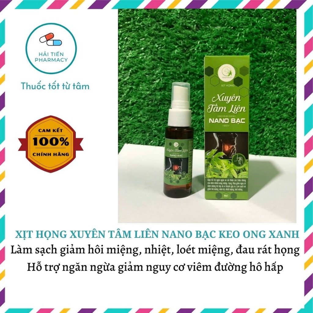 Xịt họng xuyên tâm liên keo ong xanh nano bạc H2CV 30ml