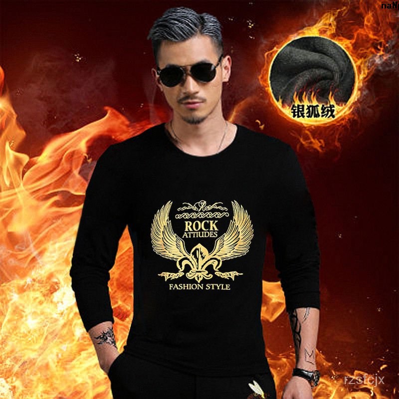 Áo Thun Tay Dài Dáng Ôm Vải Lông Cừu Ấm Áp In Hình Rồng Vàng Cá Tính Cho Nam | BigBuy360 - bigbuy360.vn