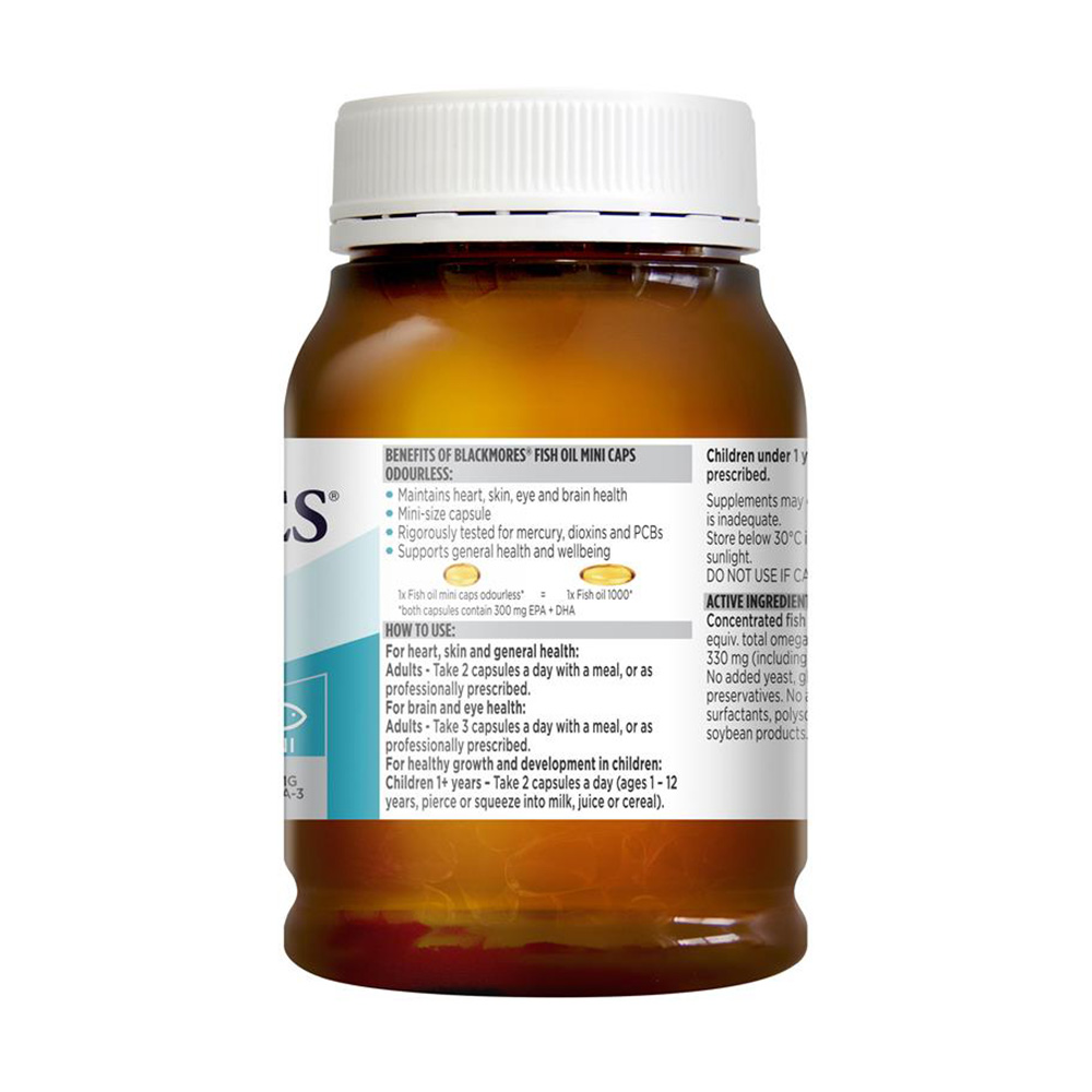 Dầu cá không mùi Blackmores Odourless Fish Oil Mini Caps 400 viên (Viên Nhỏ) của Úc