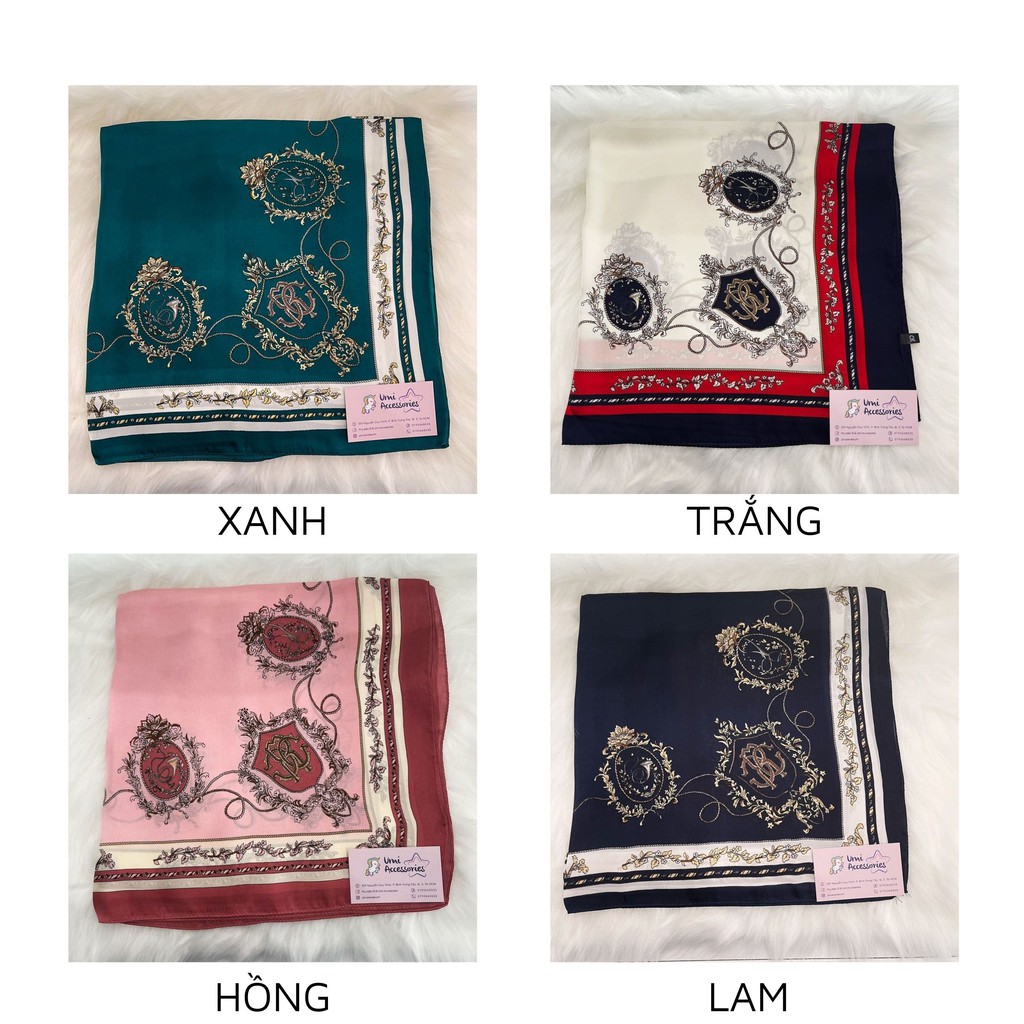 Khăn Bandana Khăn Lụa Vuông Họa Tiết Hoa Viền To Độc Đáo Hot Trend k4