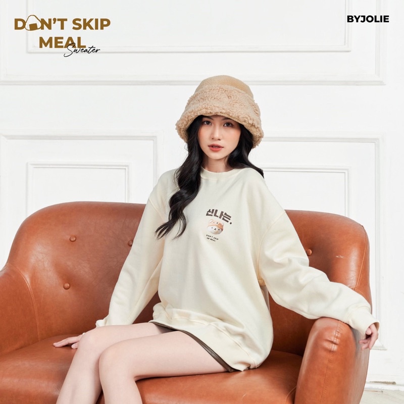 Áo sweater Dont skip ur meal nỉ bông mềm mỏng mịn form suông | WebRaoVat - webraovat.net.vn