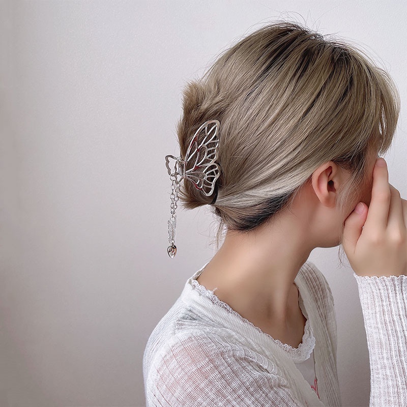 Kẹp Tóc Kim Loại Mặt Hình Bướm Phong Cách Hàn Quốc