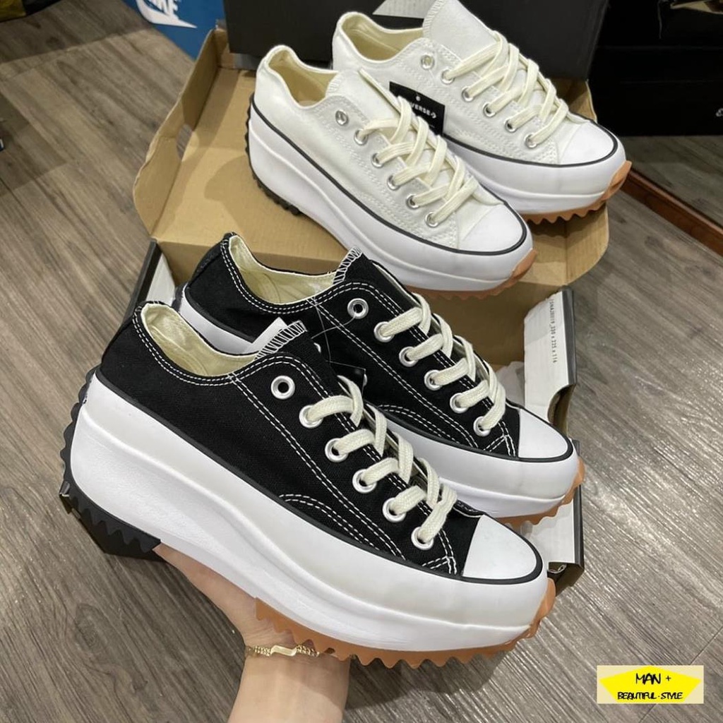 Giày thể thao CV Black - White Run Star Hike Sneakers 2 màu đen trắng hot hit, mẫu mới dành cho nam nữ