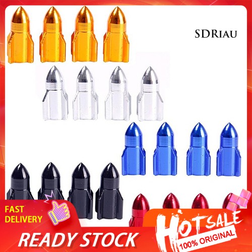 Bộ 4 Nắp Van Bánh Xe Hình Tên Lửa Chất Liệu Hợp Kim Nhôm