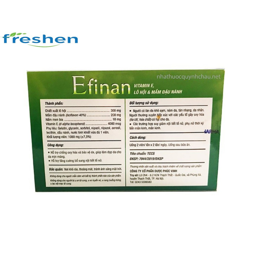 VIÊN UỐNG ĐẸP DA - TĂNG CƯỜNG NỘI TIẾT TỐ EFINAN | Thế Giới Skin Care