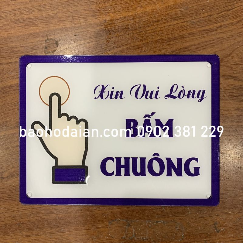 Bảng mica Xin vui lòng Bấm Chuông 15 x 20cm