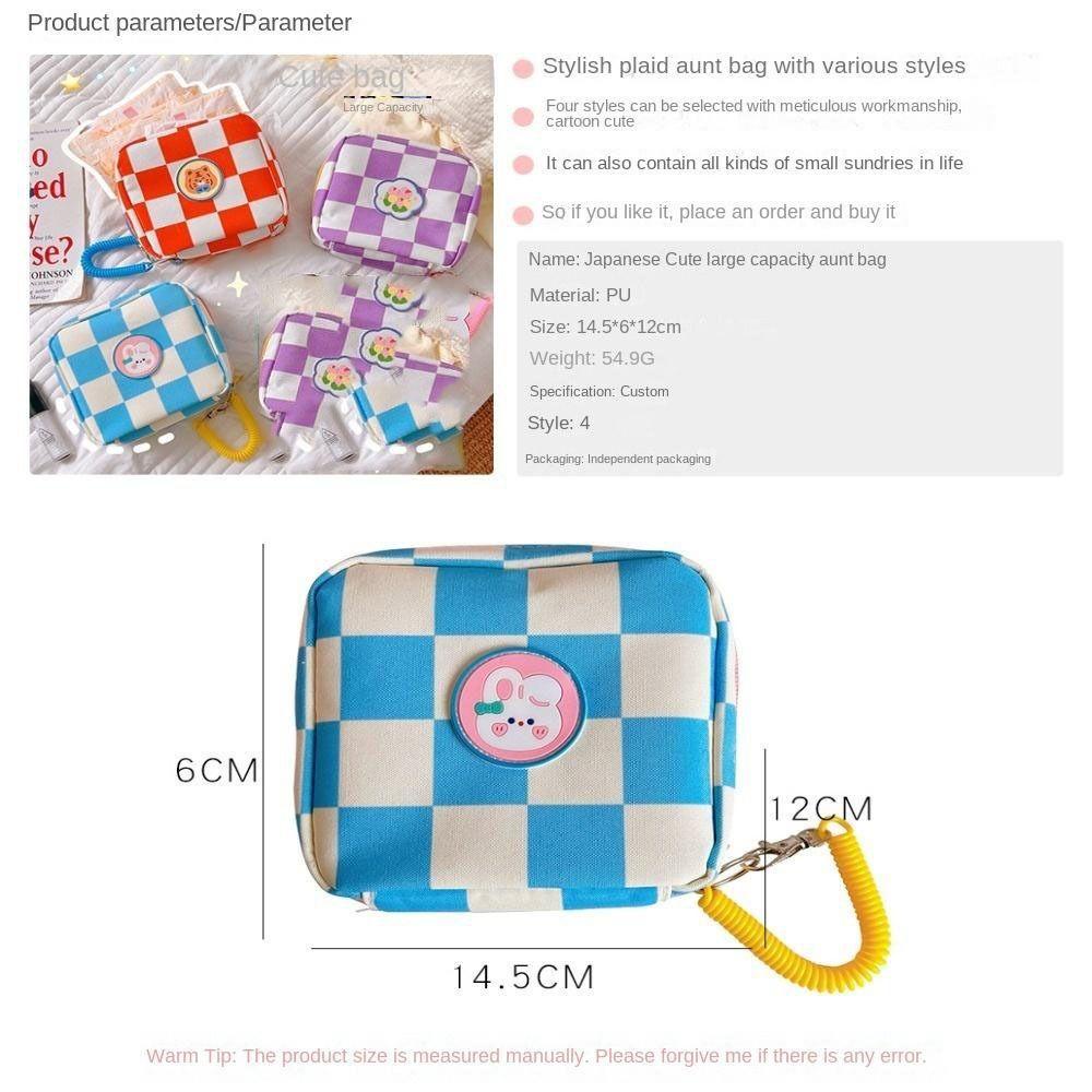 UUMIR Ví Đựng Tiền Xu Bằng Cotton Họa Tiết Sọc Caro Sức Chứa Lớn Tiện Dụng Cho Nữ