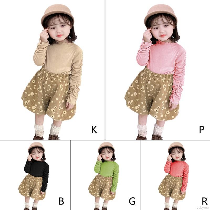 Girl Shirt  Autumn Cotton Long Sleeve Blouse Ear-edge Sleeve Closed Tendon Candy Color Undercoat Top