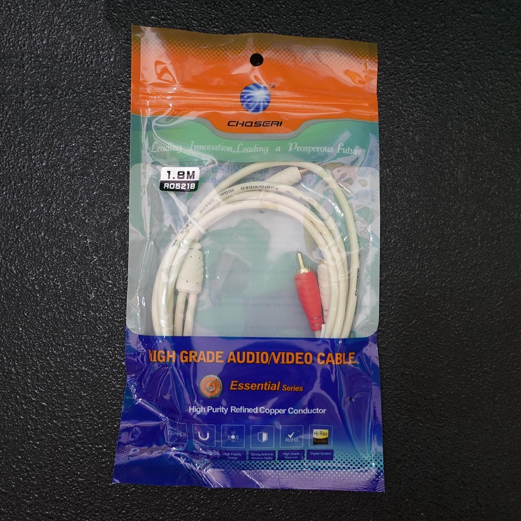 Dây loa 1 ra 2 CHOSEAL dài 1,8m 3m 5m, Dây loa 1 đầu 3,5mm ra 2 đầu AV kết nối thiết bị âm thanh chuẩn xịn