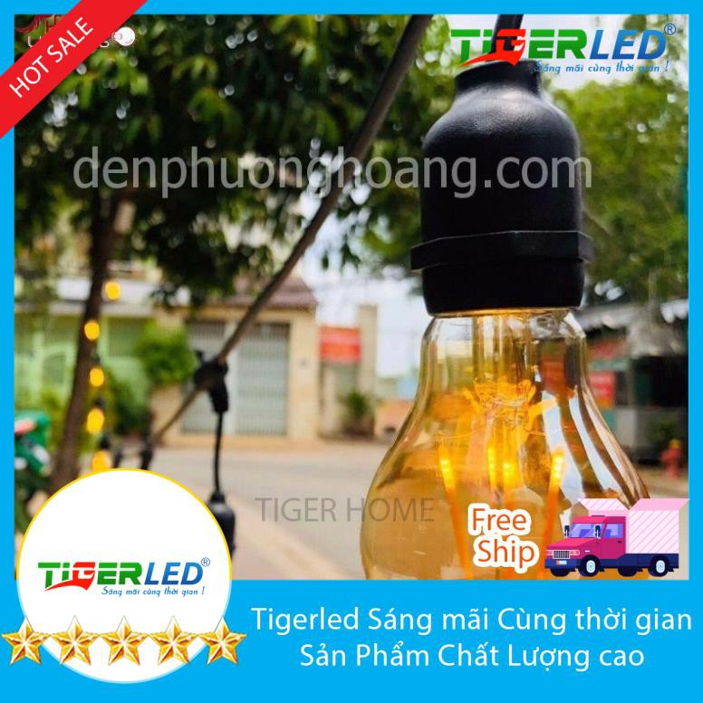 Đèn dây ngoài trời 10 mét 20 đui kín nước (IP65) bóng mua riêng