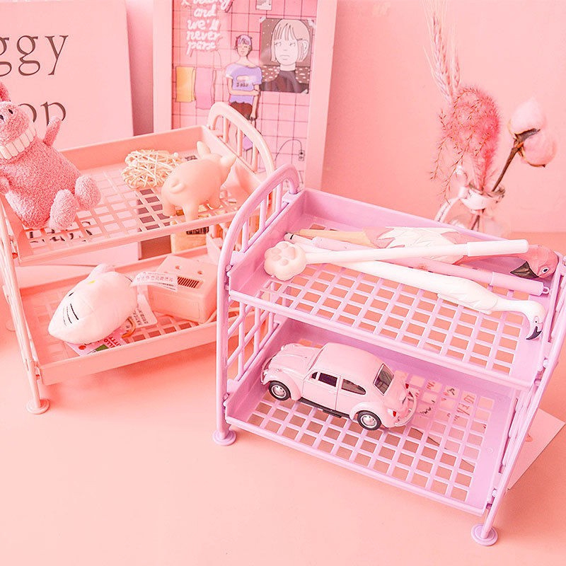 Kệ Giá Đỡ Hai Tầng Bằng Nhựa Đựng Mỹ Phẩm/Mỹ Phẩm Để Bàn