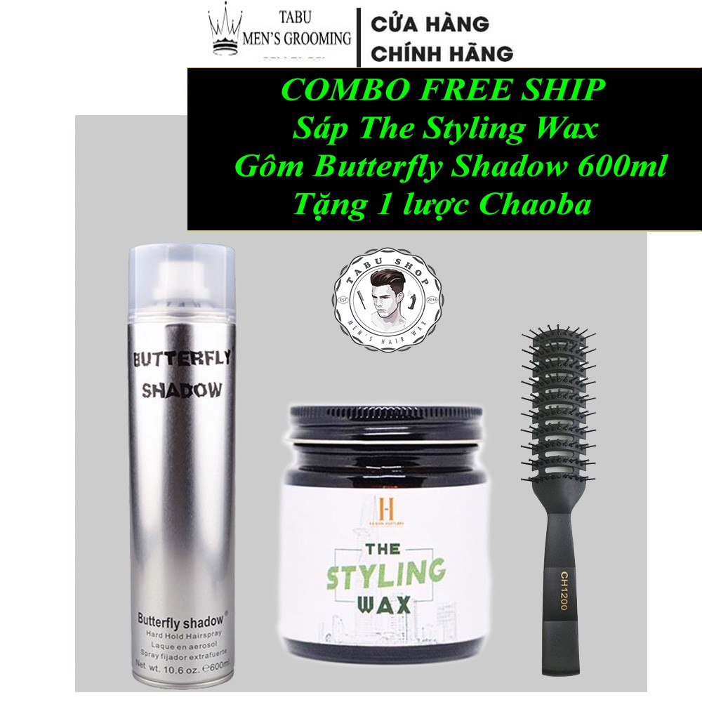 Sáp vuốt tóc - Combo sáp vuốt tóc Styling Wax gôm xịt tóc  + Tặng lược bán nguyệt - Keo vuốt tóc &amp; wax vuốt tóc