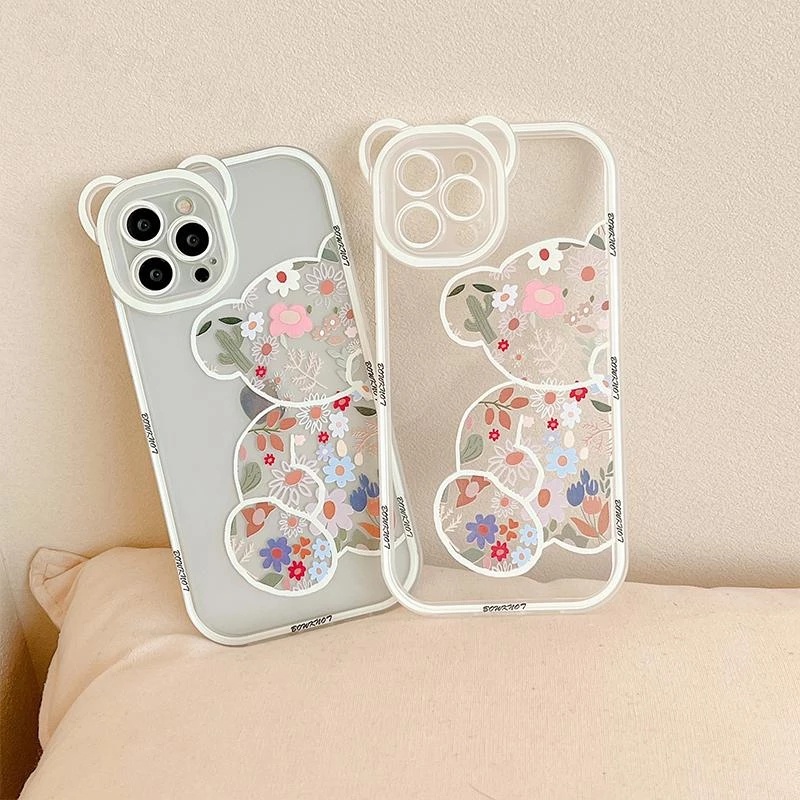 Ốp Điện Thoại Mềm Trong Suốt Họa Tiết Hoa Dễ Thương Cho for IPhone 14 Pro Max 13 Pro Max Mini 12 11 XS XR X 8 7 6 6s Plus SE2020