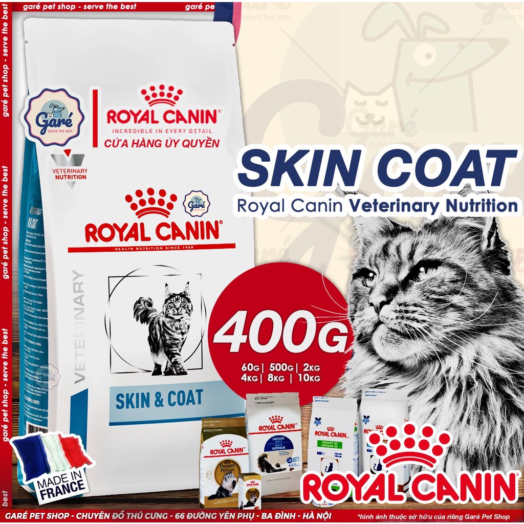 400gr - Hạt Skin &amp; Coat ROYAL CANIN cho mèo có da nhạy cảm, hỗ trợ cải thiện viêm da và rụng lông giúp lông sáng bóng