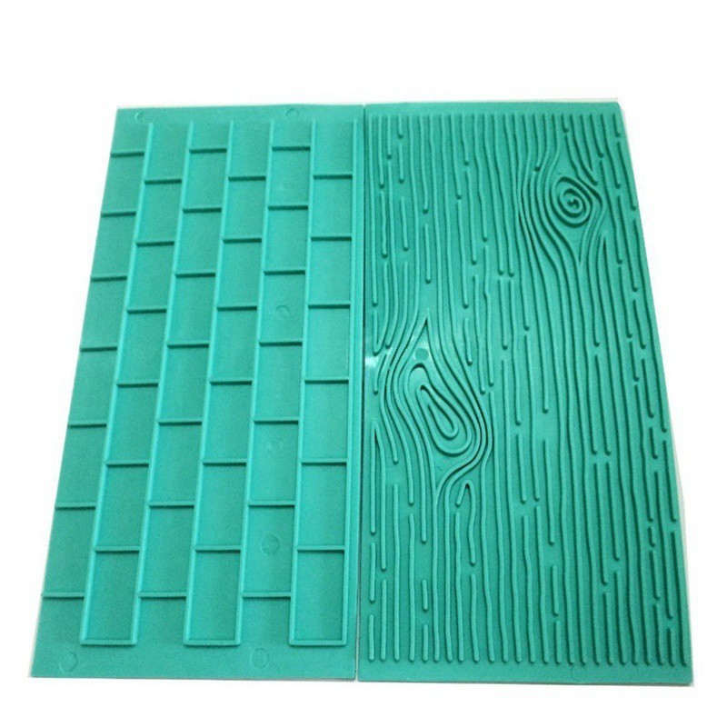 Set 2 khuôn làm bánh bằng nhựa họa tiết gạch và vỏ cây trang trí độc đáo đa dụng
