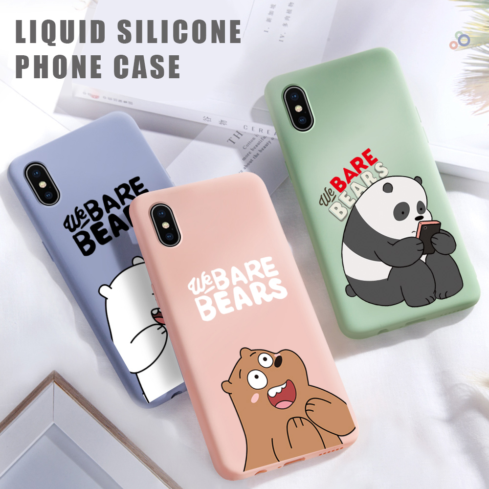 Ốp lưng điện thoại Xiaomi Redmi Note 10 4G Note 10s Note 9T Cartoon Case We Bare Bears Panda Ice Bear Phone Casing For Girls Boys Liquid Silicone Full Cover Softcase