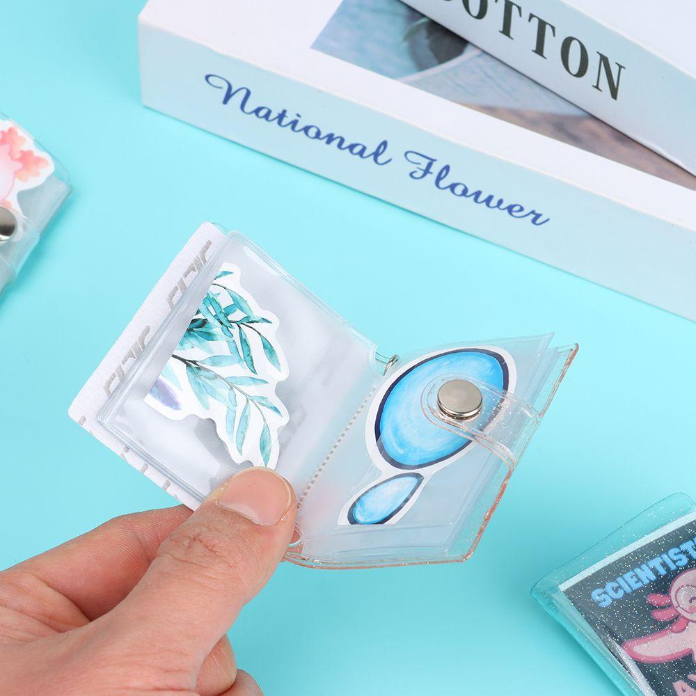 PINEVN PVC Small Photo Album Card Bag Transparent Picture Collect Book 1inch 2inch 16Pockets Mini Creative Sequins With Keychain Photocard Holder/Multicolor