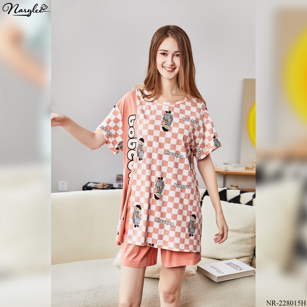 Đồ bộ mặc nhà nữ cao cấp Narylee áo cộc quần đùi chất cotton nhập khẩu mềm mịn chống tia UV kháng khuẩn mã NR228015