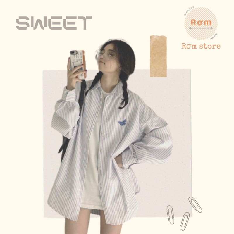 Áo sơ mi kẻ sọc Form rộng