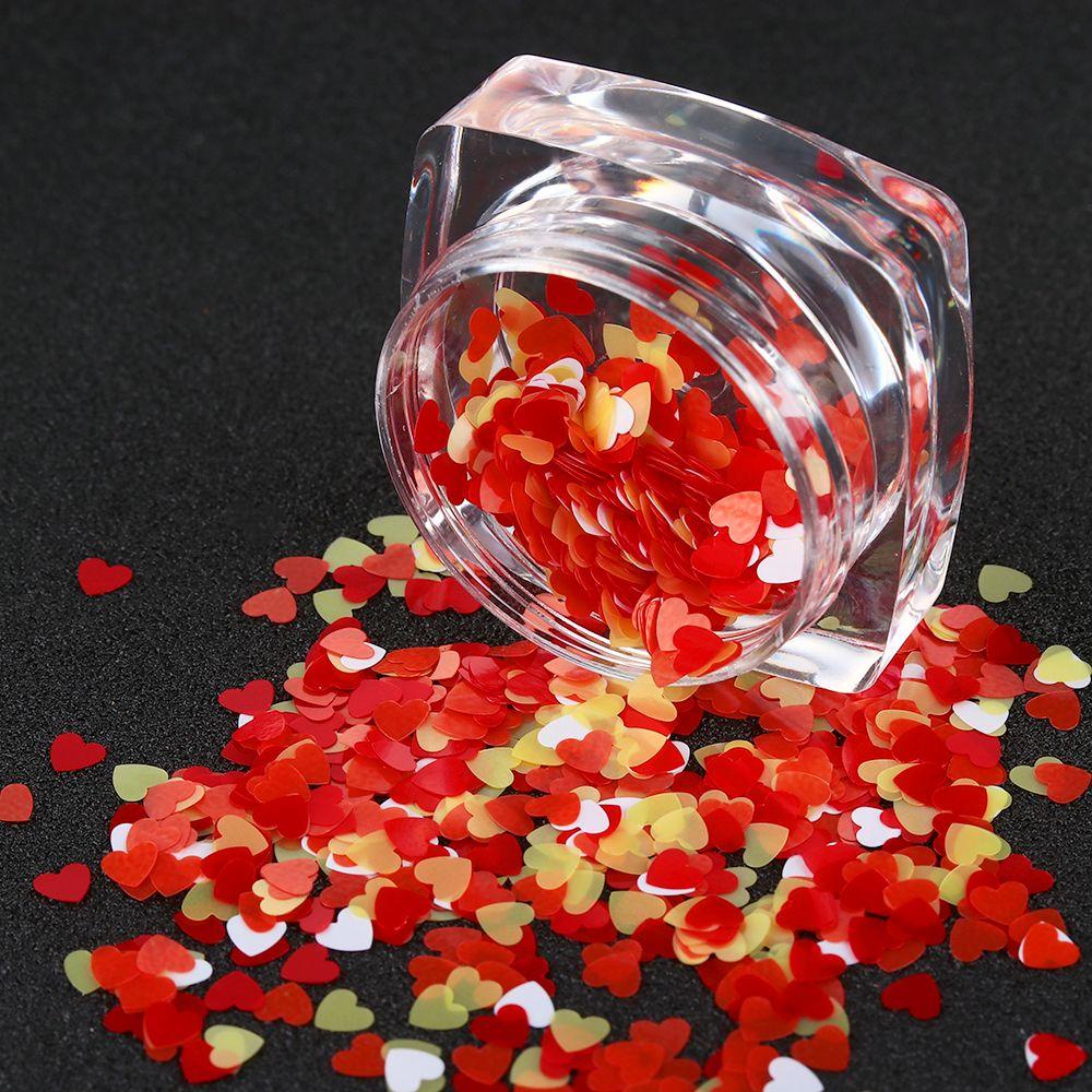DIACHAVN Hộp Sequin Hình Trái Tim Nhiều Màu Sắc Đính Móng Nghệ Thuật Thời Trang
