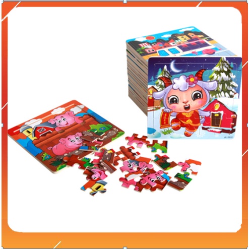 Combo 10 đồ chơi tranh ghép hình 20 miếng gỗ puzzle - tranh xếp hình, lắp ráp bằng gỗ 20 mảnh giúp tăng khả năng tập tru