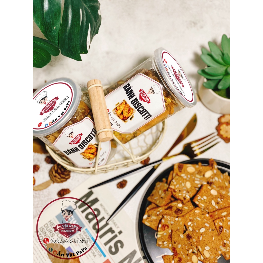 Bánh Biscotti ăn kiêng, giảm cân 250gr, bánh ngũ cốc nướng nguyên cám không đường, đồ ăn vặt Hà Nội