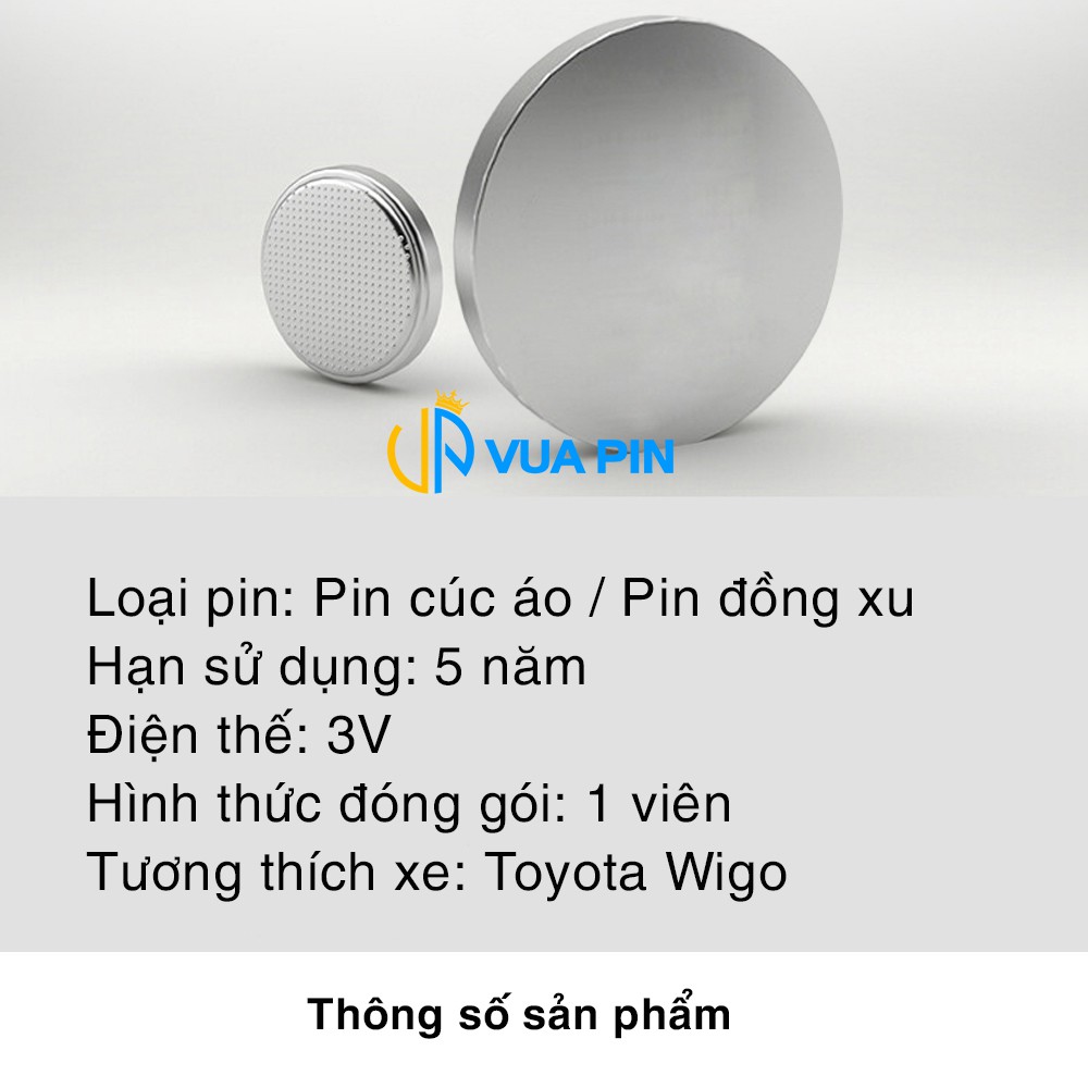 Pin chìa khóa ô tô Toyota Wigo chính hãng cao cấp sản xuất theo công nghệ Nhật Bản – Pin ô tô Toyota Wigo