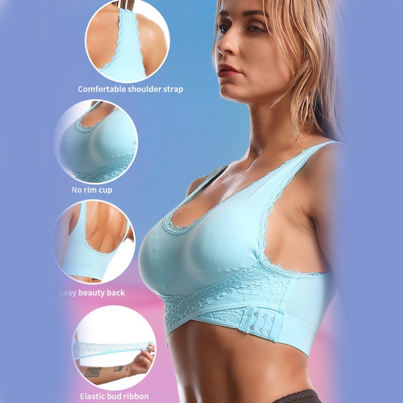 Youyo Áo Lót Thể Thao Nâng Ngực Không Đường May Khóa Chéo Phía Trước Size Lớn Cho Nữ