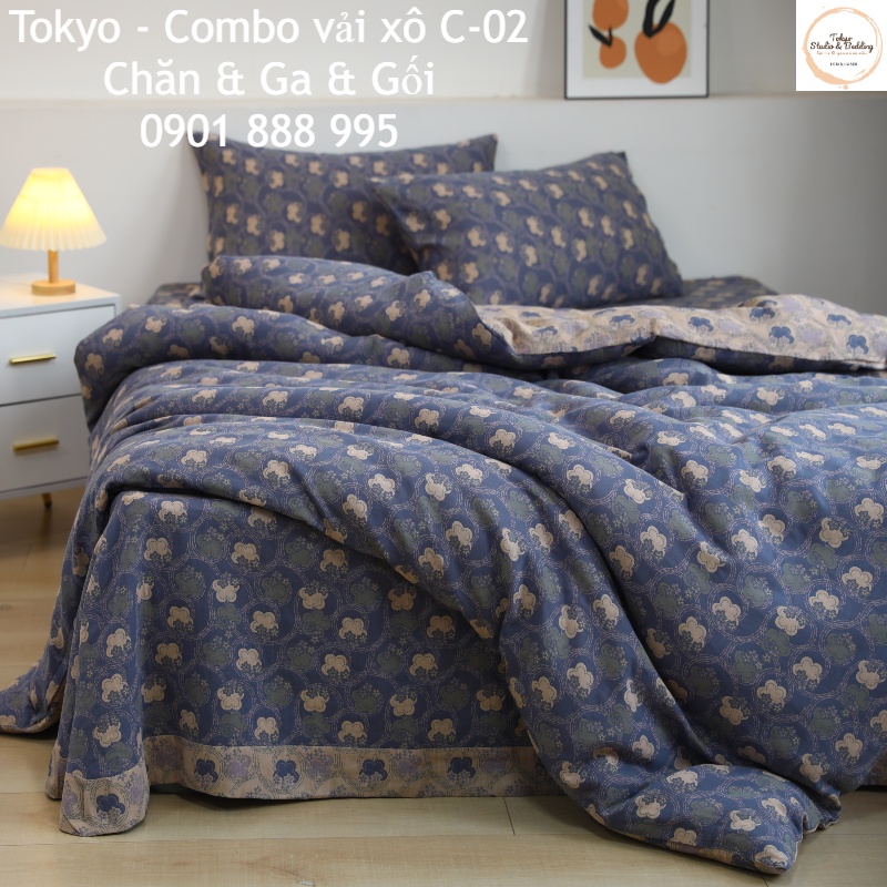Combo Vỏ Chăn, Ga Gối vải Xô Organic cotton dòng cao cấp