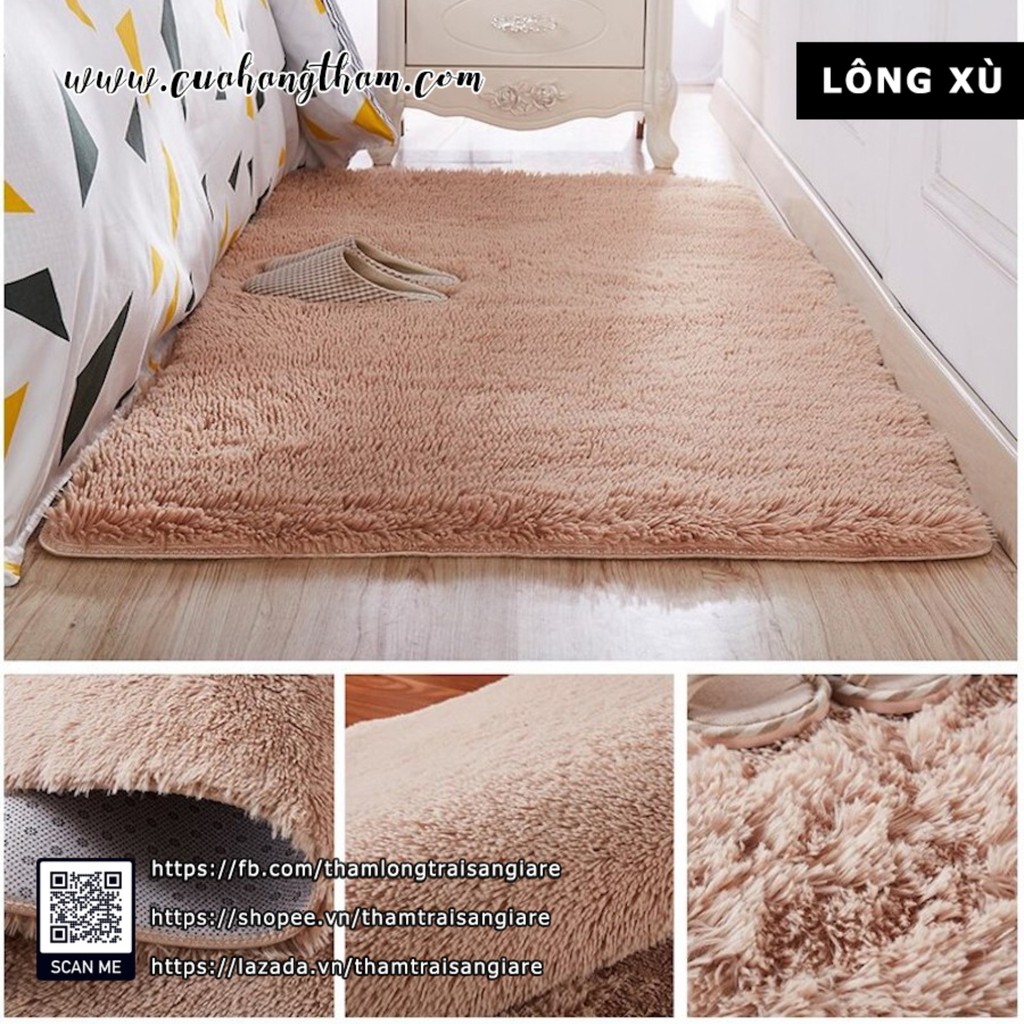 Thảm Trải Sàn Phòng Ngủ Lông Xù Giá Rẻ Màu Be  Loại 1  Dày 3 Lớp  Kho TPHCM  2m x 1m6