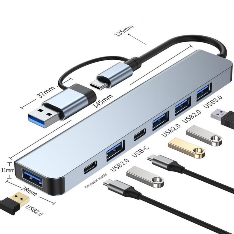 Bộ Hub Chia 4 Cổng USB 2.0 Hub PD TF Hub 3.0 Type C Siêu Mỏng