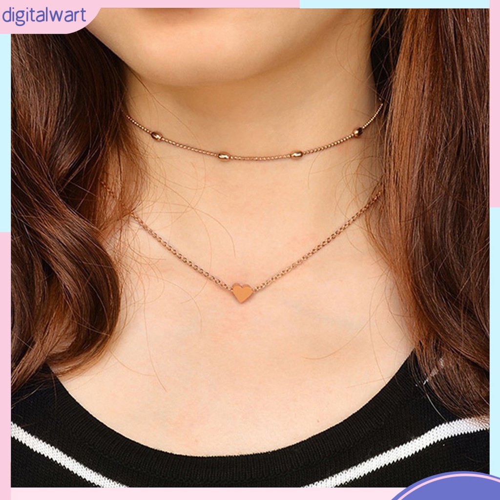 Vòng cổ 2 tầng đính mặt trái tim nữ tính hợp thời trang