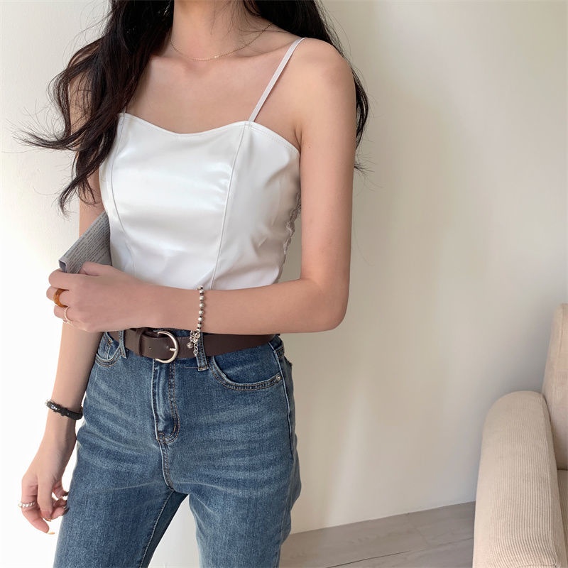 Áo Khoác Da PU Sát Nách Dáng Ôm Kiểu Hàn Quốc Thời Trang Thu Đông Cho Nữ