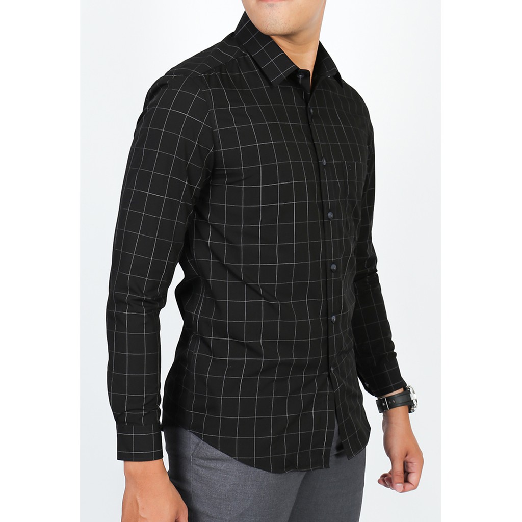 Áo sơmi nam dài tay Owen chất Bamboo dáng Slimfit màu đen - AS91296DT