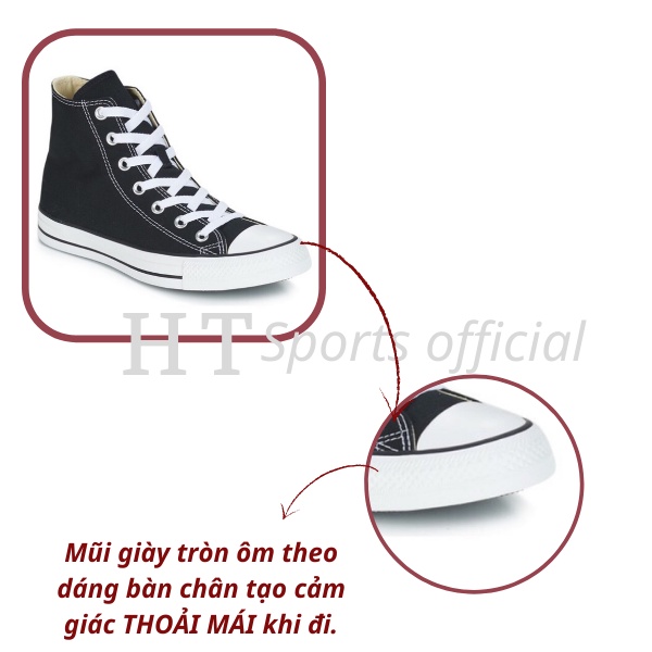 Giày vải thể thao nam nữ HT Sports cổ cao màu đen phối đồ cá tính đi học đi chơi full box