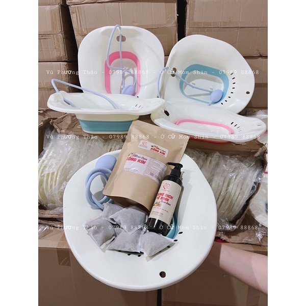 COMBO CHẬU VÒI VÀ SET 12 TÚI XÔNG KÍN VŨ PHƯƠNG THẢO MOM SHIN