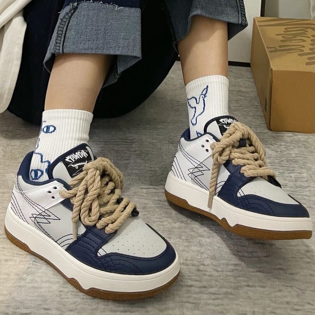 Giày thể thao sneaker buộc dây ulzzang phối dây thừng phong cách Hàn Quốc