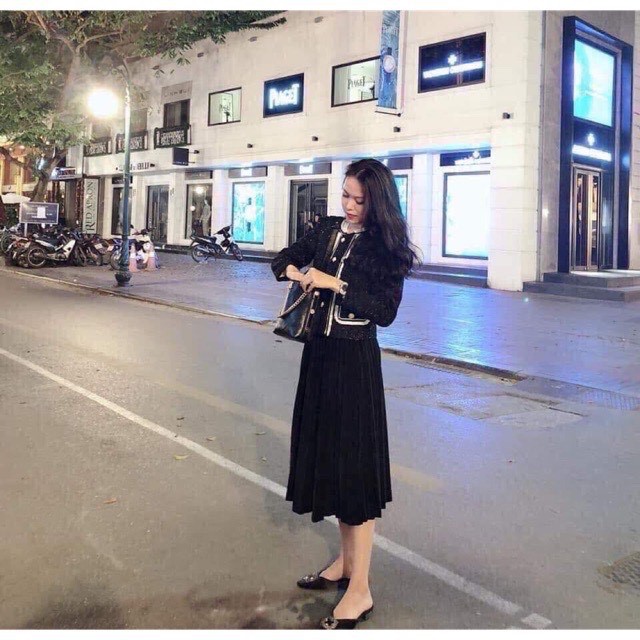 Chân váy midi xếp ly 💖FREESHIP💖 Chân váy xếp ly dáng dài cực xinh SuzaHouse